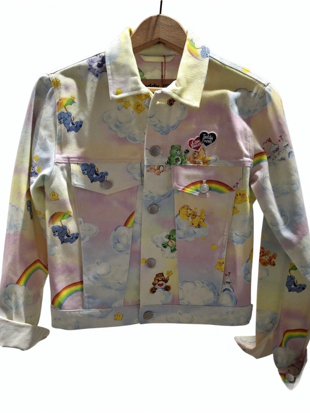 Care Bears Pastel Rainbow Cloud Print Kids Jean Jacket
